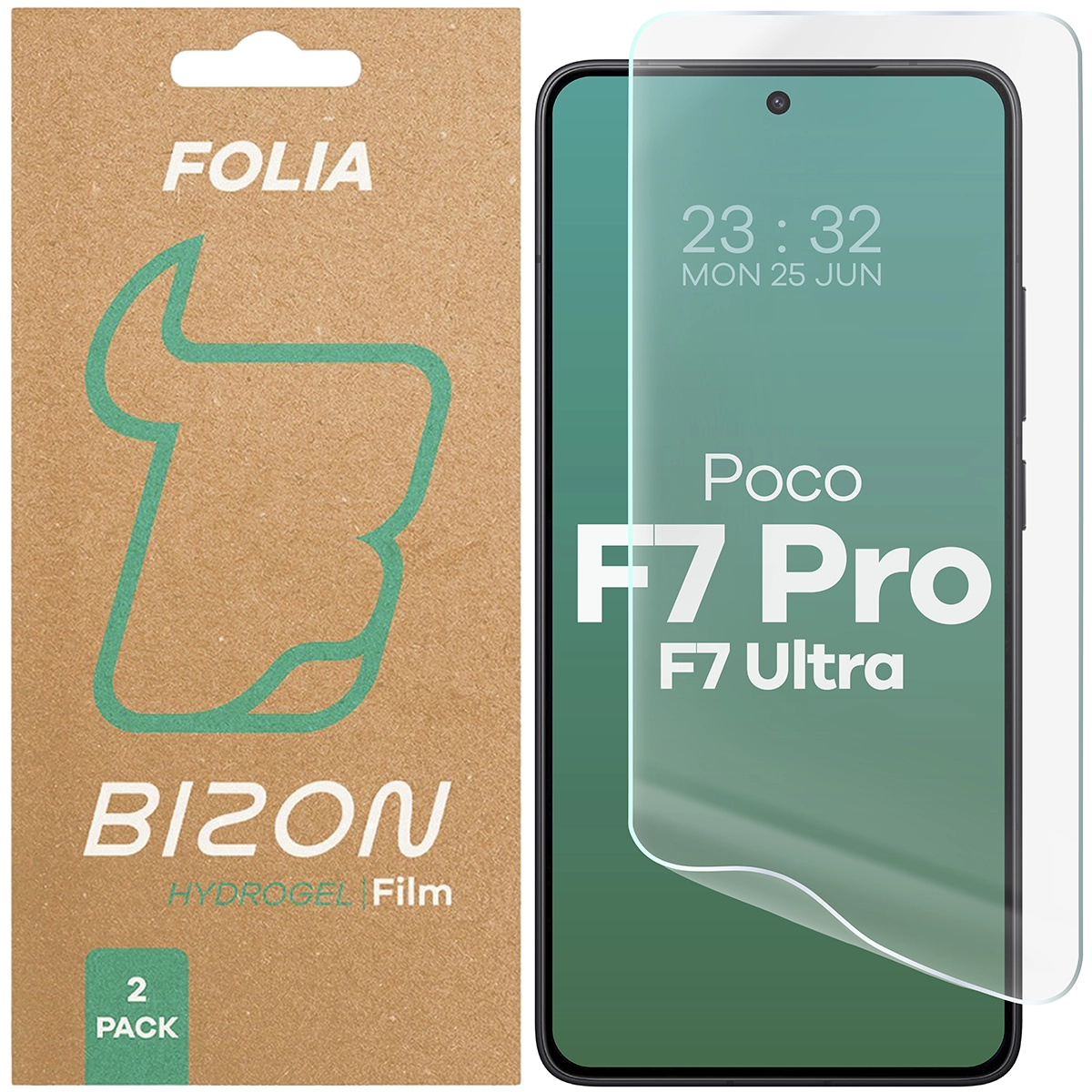 Folia hydrożelowa na ekran Bizon Film Hydrogel Front Duo do Xiaomi Poco F7 Pro / F7 Ultra, 2 sztuki
